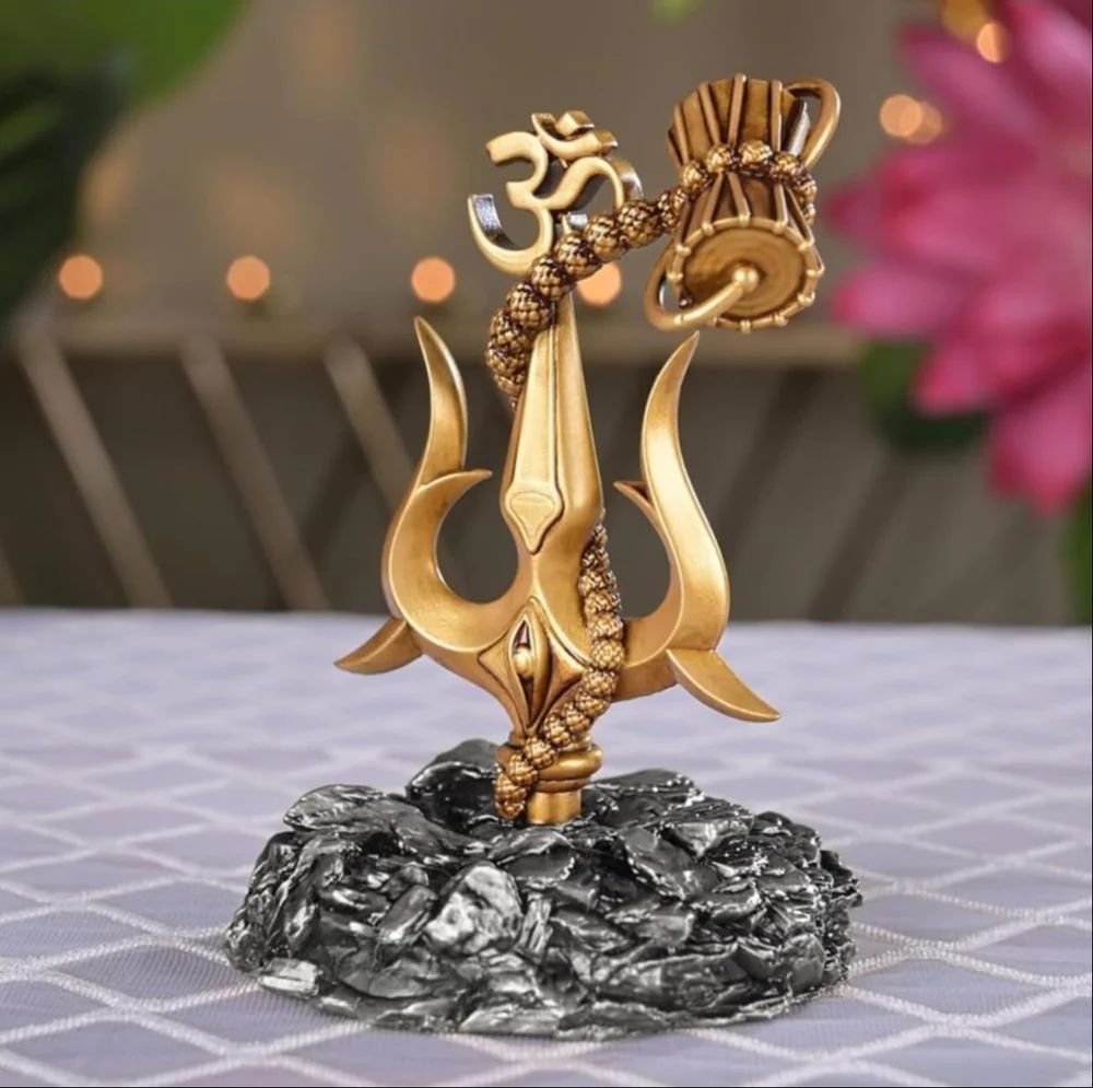 Lord Shiva Trishul With Damru Car Dashboard (Free Trishul Damru Pendant)
