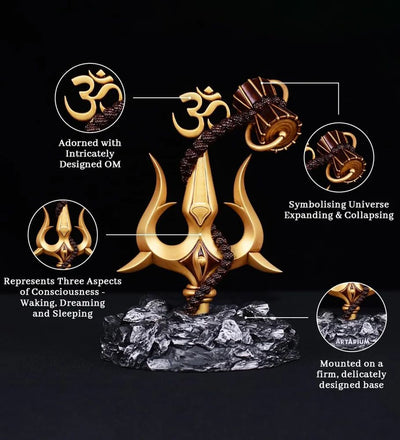 Lord Shiva Trishul With Damru Car Dashboard (Free Trishul Damru Pendant)
